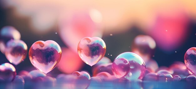 Photo blow bubbles in the shape of hearts