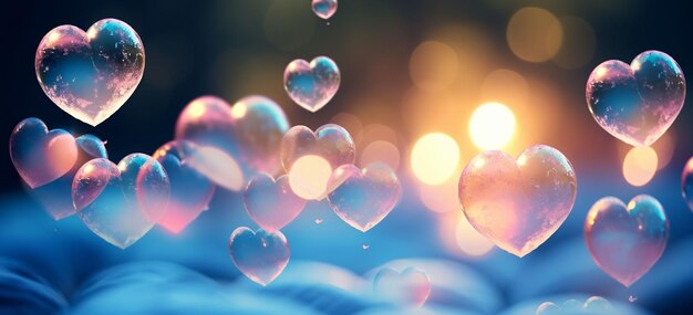 Photo blow bubbles in the shape of hearts