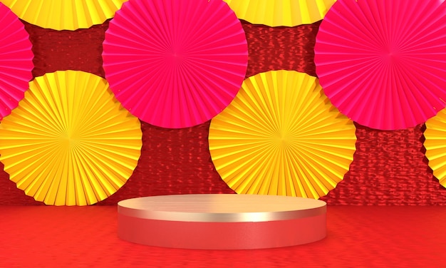 ブローオレンジピンクイエローオレンジゴールデンカラー赤背景壁紙装飾飾り中国干支新年ハッピーホリデー休暇旅行アジアタイ香港台湾韓国coun3dレンダリング