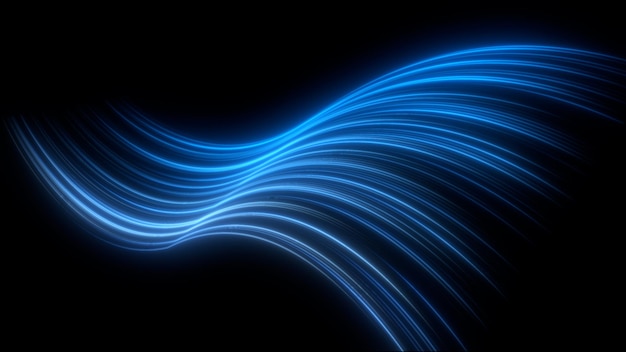 Blowing effect vloeiende blauwe lijnen