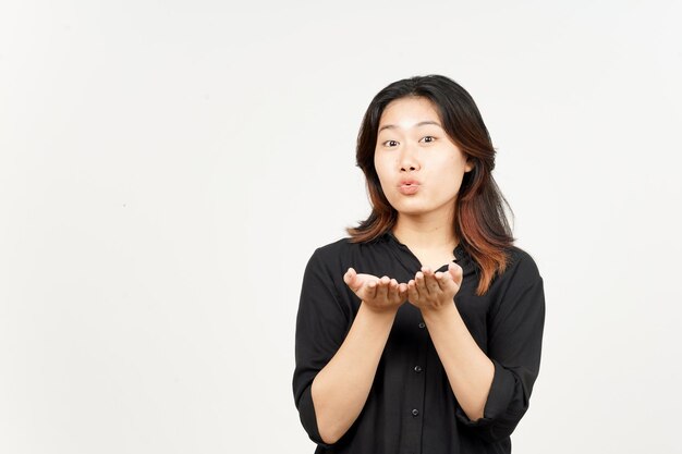 Blowing Kiss of Beautiful Asian Woman Isolated On White Background