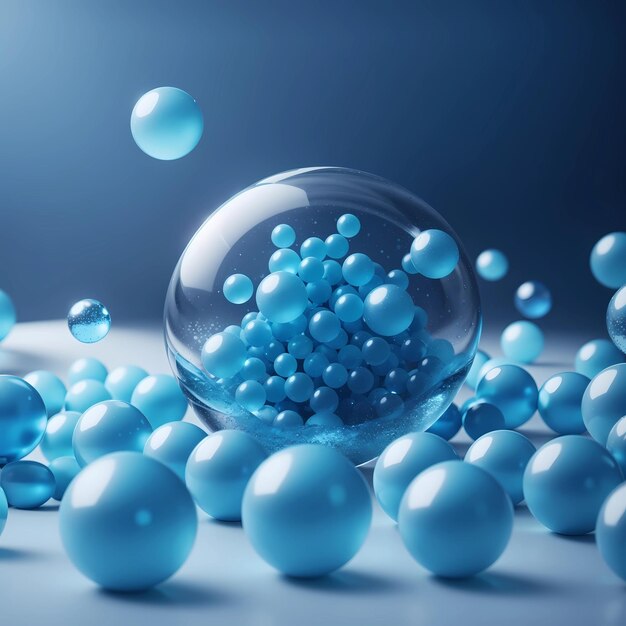 Blue 3d balls floating around