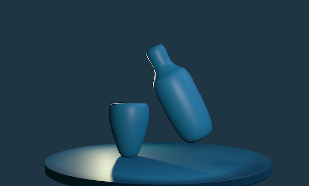 blue 3d bottle mockup for product design