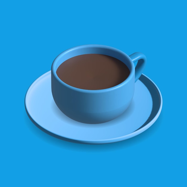 Foto tazza di caffè blu 3d