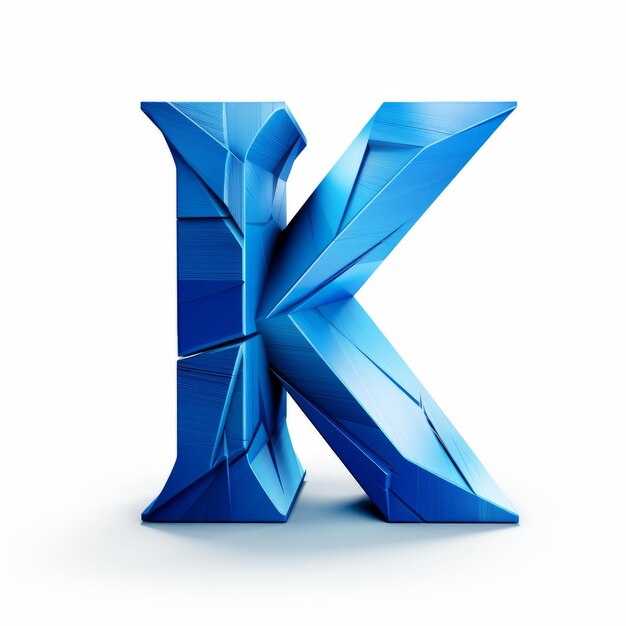 Photo blue 3d letter k on white background