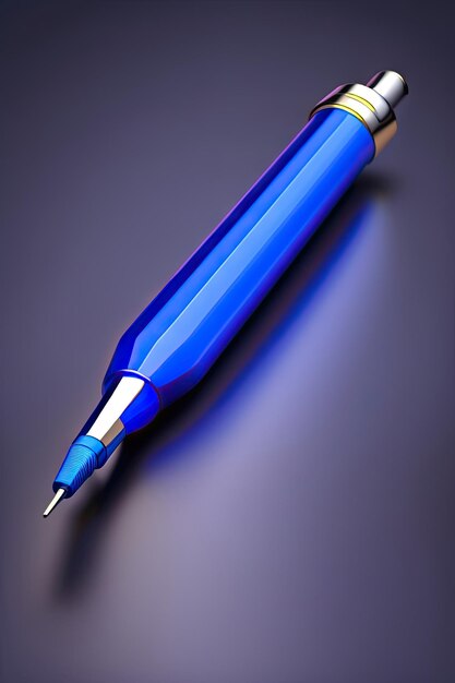 Blue 3d pen and a set of plastic on a white background