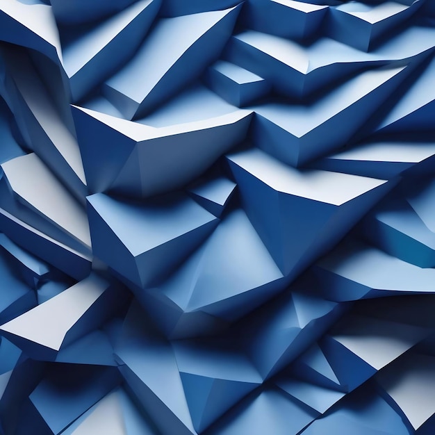 Blue 3d style geometric abstract dynamic shape paper layers background generative ai