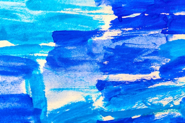 青い抽象的なアクリル絵の具アクアレル水彩背景。