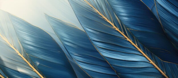 The Blue Abstract Background features a Golden Palm Leaf Pattern Texture with plenty of space for