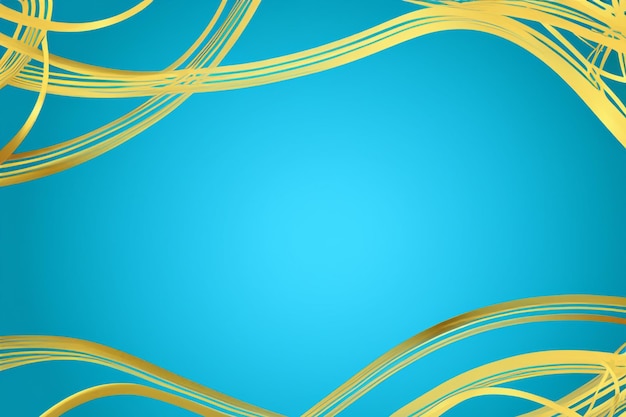 Blue abstract background of golden smooth lines