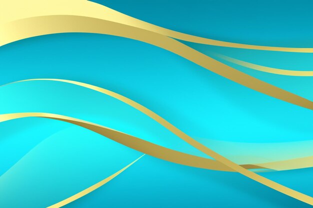 blue abstract background of golden smooth lines