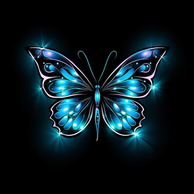 Photo blue abstract background isolated butterfly