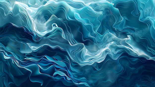 Blue abstract background with flowing waves