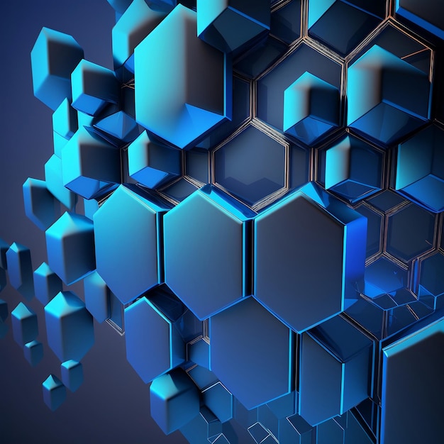 a blue abstract background with hexagonal shapes generative AI