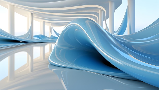長い線と波を持つ青い抽象的な背景