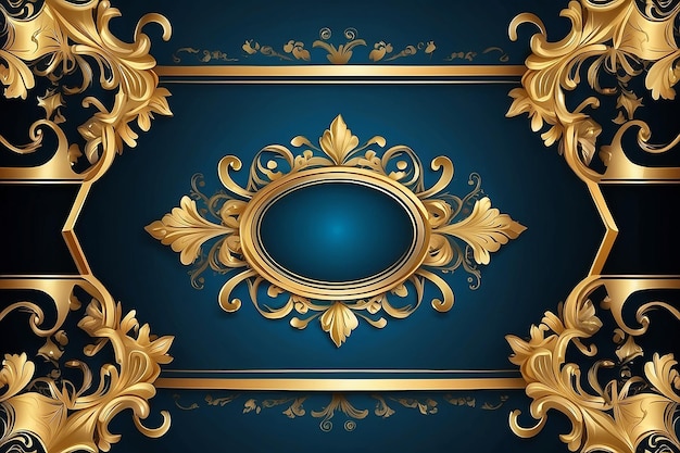 blue abstract background with luxury golden elements vector illustration