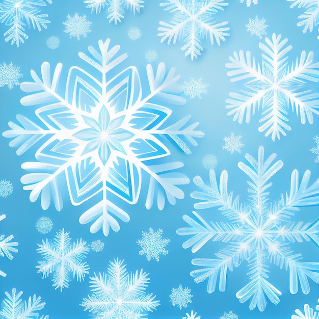 Blue Abstract Background with Snowflake Generative AI