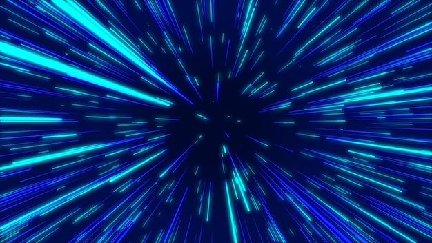 Blue abstract data flow tunnel radial lines Explosion star background