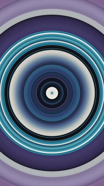 a blue abstract design with a black circle and a white dot
