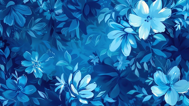 Blue abstract flower painting