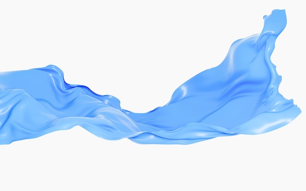 Blue abstract flowing cloth 3d rendering