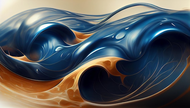 Blue Abstract flowing Liquid Wave Background Illustration Generative AI