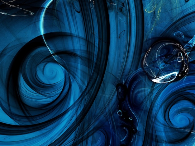 青い抽象的なフラクタル背景 3D レンダリングイラスト