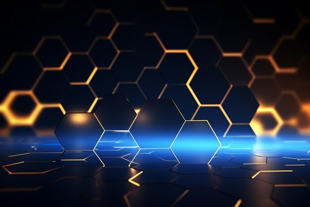 Blue abstract futuristic digital geometric technology hexagon background