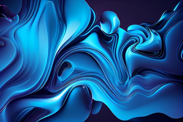 Blue abstract liquid wave background flowing liquid Generative AI