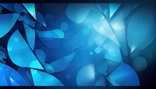 Синяя абстрактная картина из листьев и пузырей, генерирующая AI
