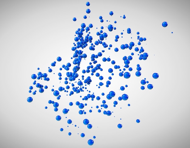 Blue  abstract spheres on a grey background