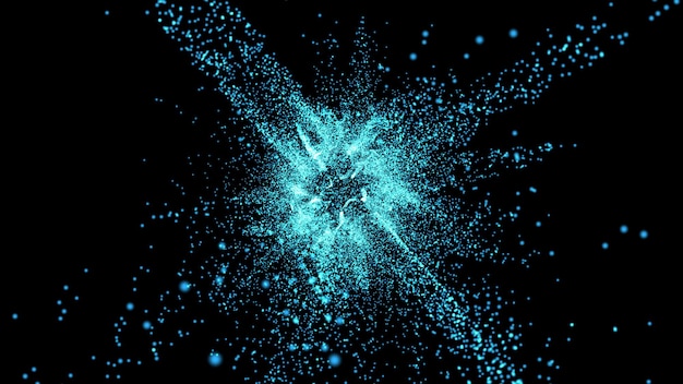 Foto sfondo blu caotico delle particelle di struttura astratta blu