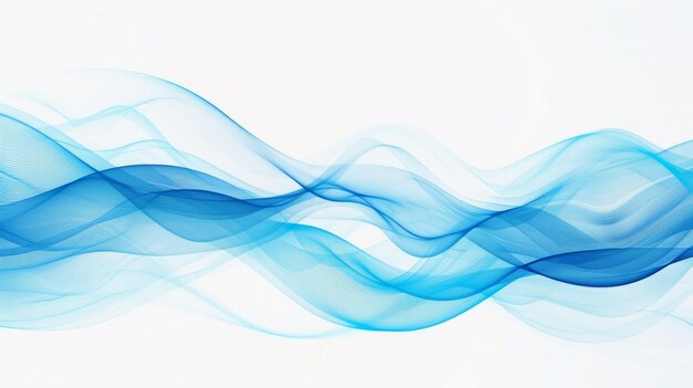 Photo a blue abstract wave pattern set against a white background