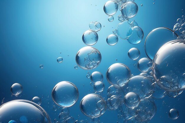 Blue abstract with small and big bubbles