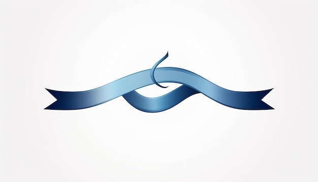 Photo blue academia ribbon logo in the style of minimalist illustrator