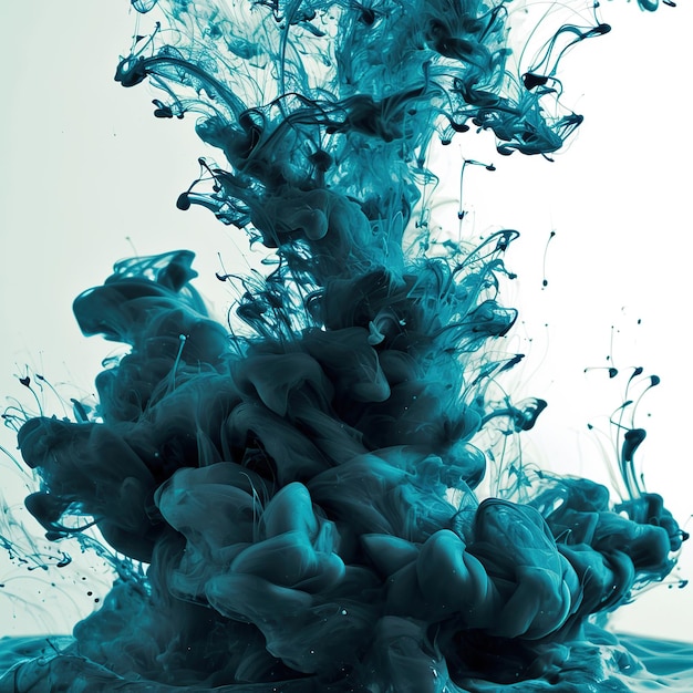 Blue acrylic ink colors in water Abstract background