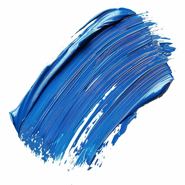 A blue acrylic oil brush paint isolated on a white background