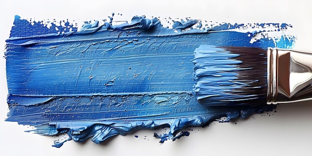 Blue Acrylic Paint Stroke with Brush Creative Artwork Design Background