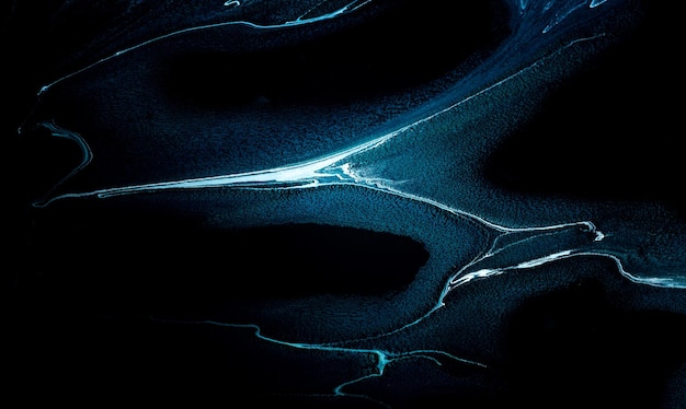 파란색 아크릴 붓는 색 액체 대리석 추상 표면 디자인
