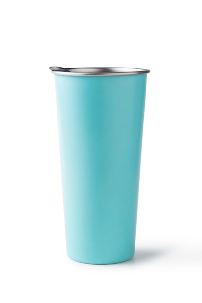 Photo blue aluminium water glass isolated