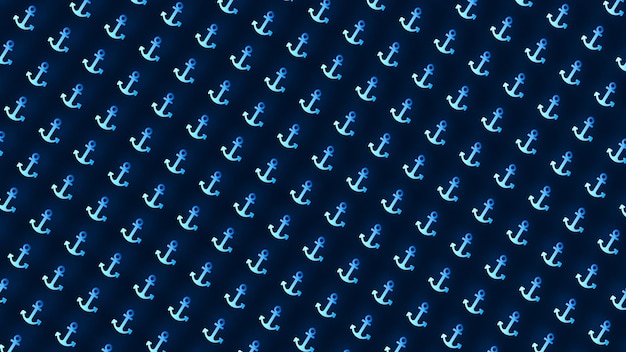 Blue anchors neon background banner Sea anchors 3D render