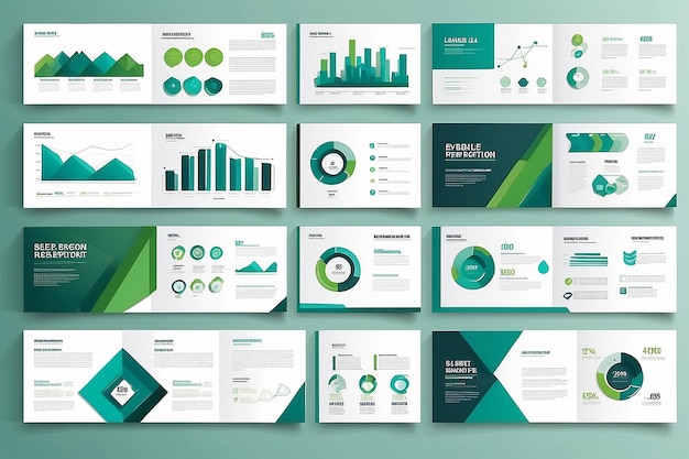 Фото Голубые и зеленые шаблоны слайдов для резюме инфографические элементы