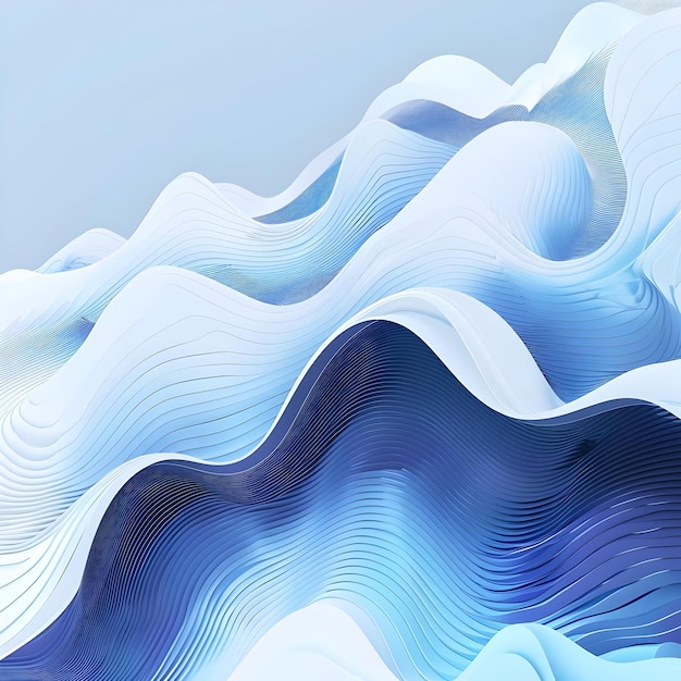 Фото Синяя и белая волна абстрактный фон генеративная иллюстрация