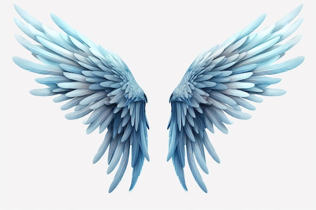 Blue angel wings on a white background