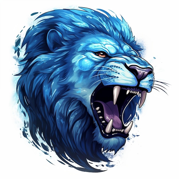 Blue angry lion logo