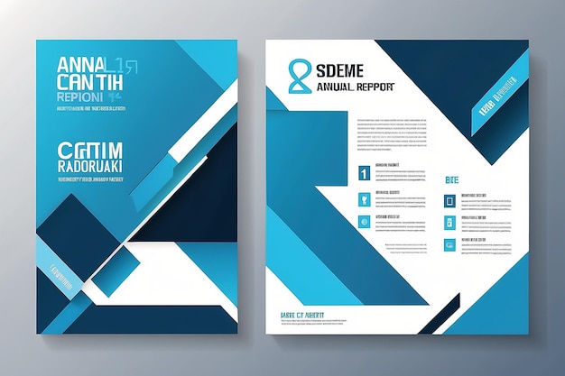 Blue annual report brochure flyer design template vector Leaflet cover presentation abstract flat background