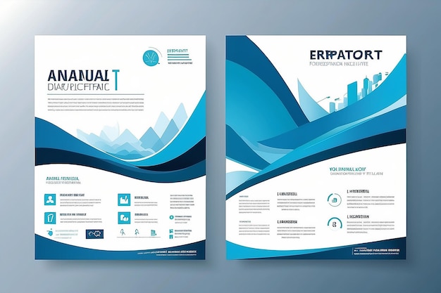 Blue annual report brochure flyer design template vector Leaflet cover presentation abstract flat background