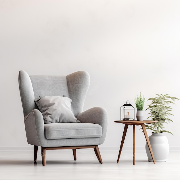 Blue armchair against blue wall in living room interior elegant interior design with copy space