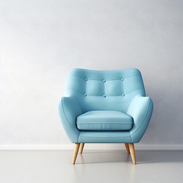 Blue armchair against blue wall in living room interior elegant interior design with copy space