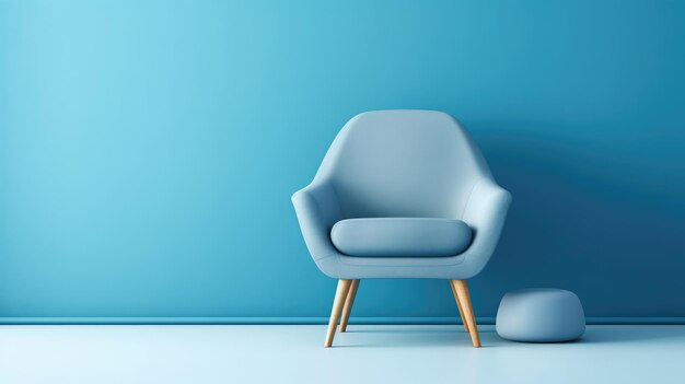 Blue armchair on blue background